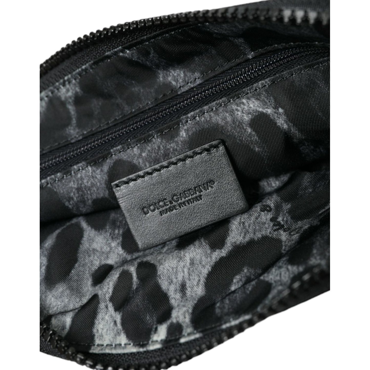 Dolce & Gabbana Elite Black Nylon & Leather Pouch with Logo Detail Dolce & Gabbana