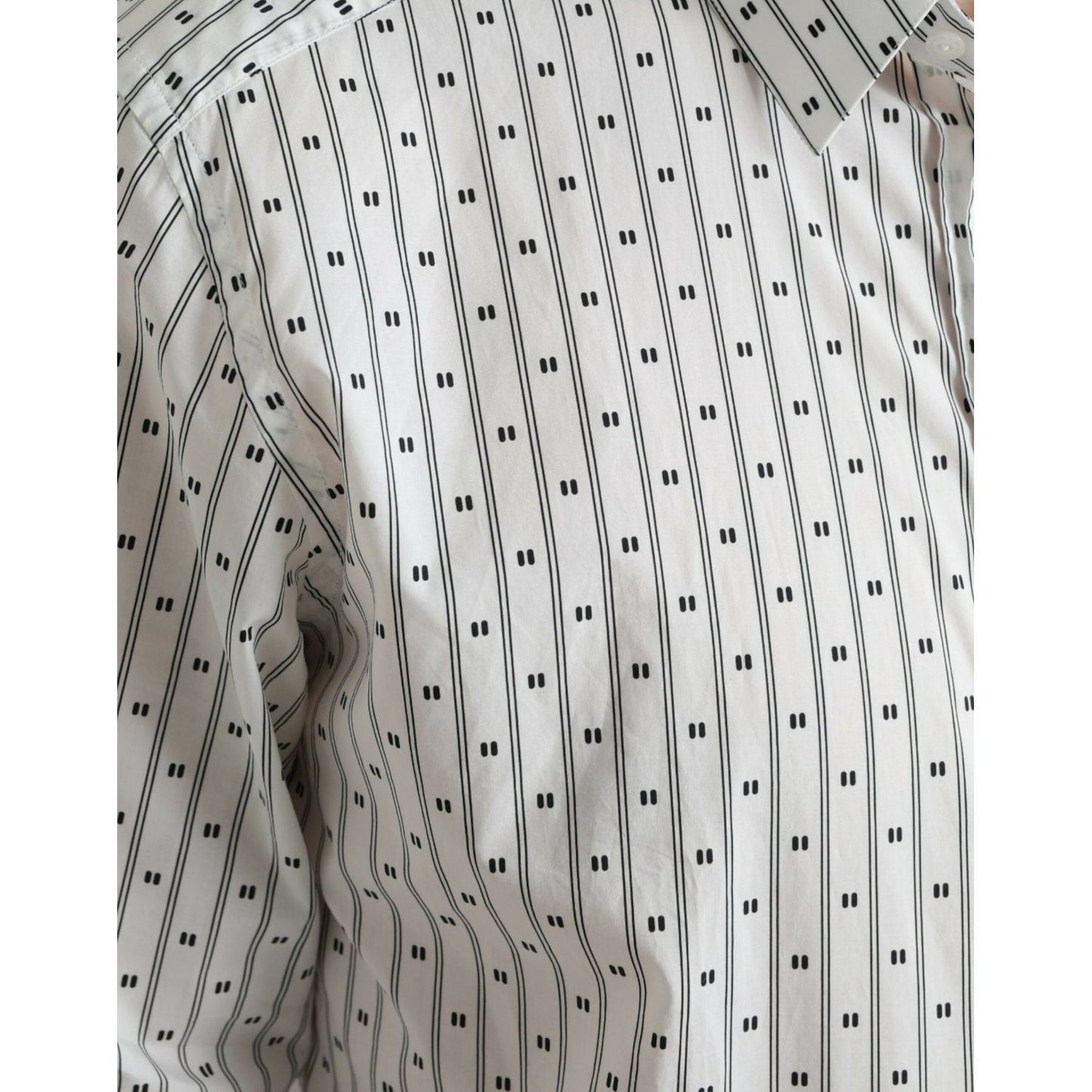 Dolce & Gabbana White Patterned Men GOLD Formal Dress Shirt