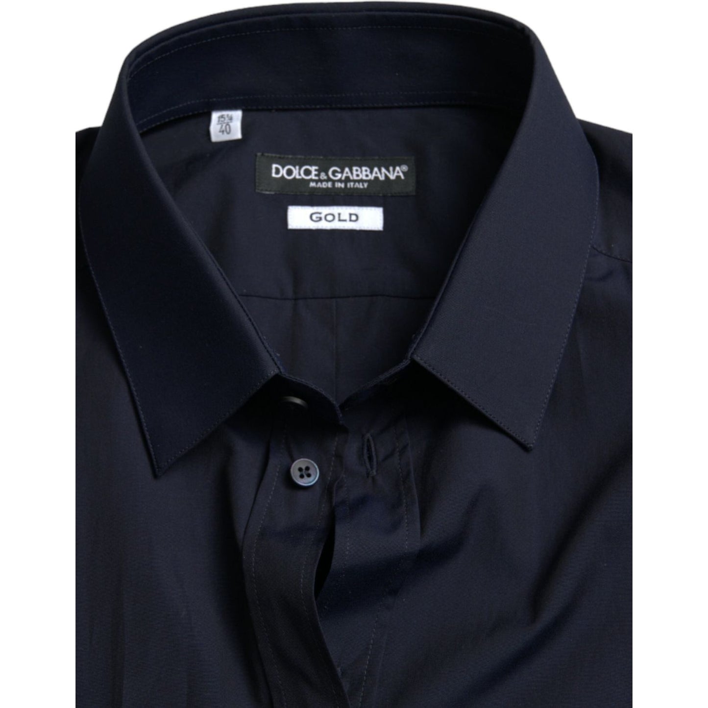 Dolce & Gabbana Elegant Navy Jacquard Dress Shirt Dolce & Gabbana