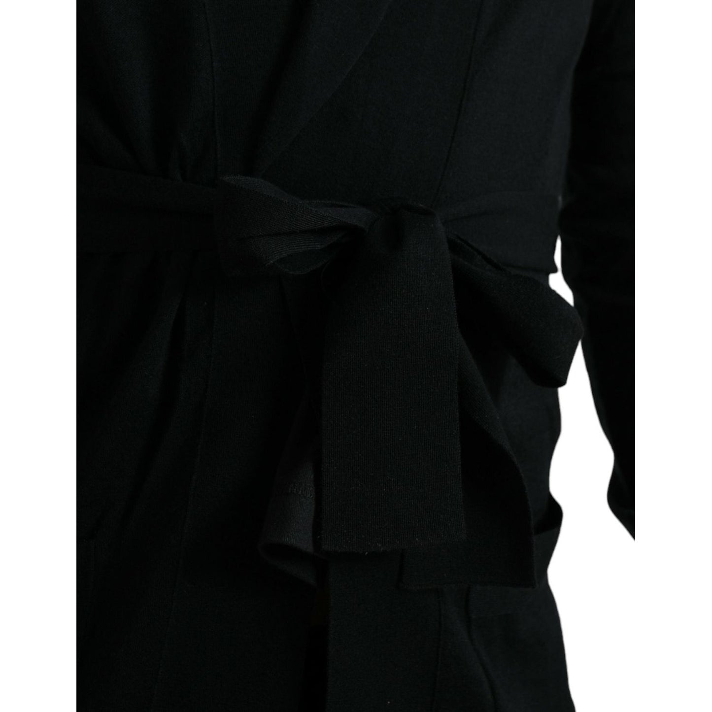 Dolce & Gabbana Elegant Black Cashmere Robe with Waist Belt Dolce & Gabbana