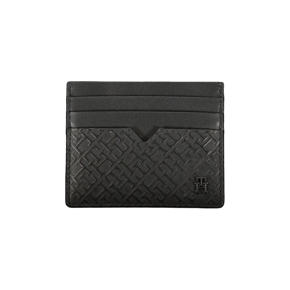 Tommy Hilfiger Sleek Black Leather Card Holder with Contrast Detail Tommy Hilfiger