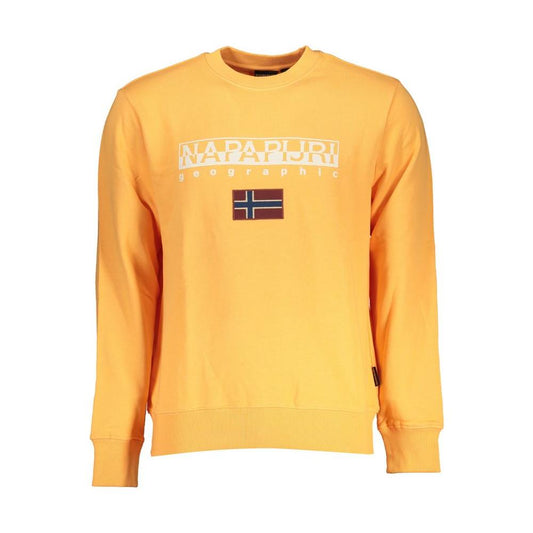 Napapijri Sleek Orange Crew Neck Embroidered Sweatshirt Napapijri