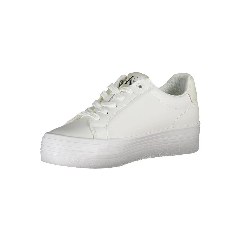 Calvin Klein Sleek White Lace-Up Sneakers with Contrast Detail Calvin Klein