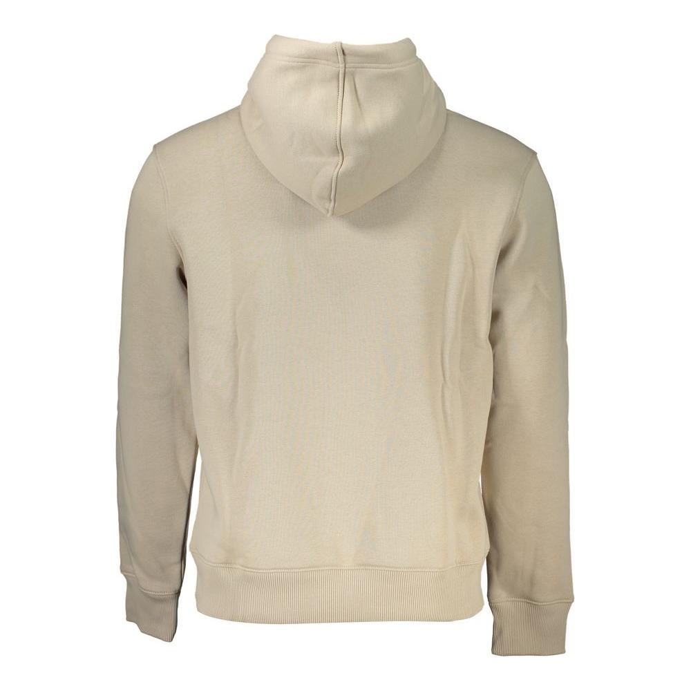 Calvin Klein Beige Fleece Hooded Sweatshirt with Logo Embroidery Calvin Klein