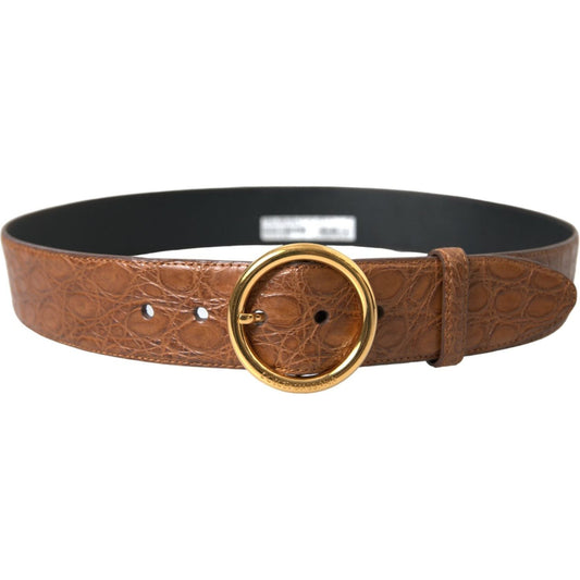 Dolce & Gabbana Elegant Exotic Leather Belt - Rich Brown Dolce & Gabbana