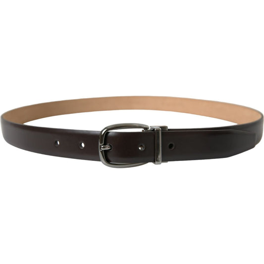 Dolce & Gabbana Elegant Dark Brown Calf Leather Belt Dolce & Gabbana