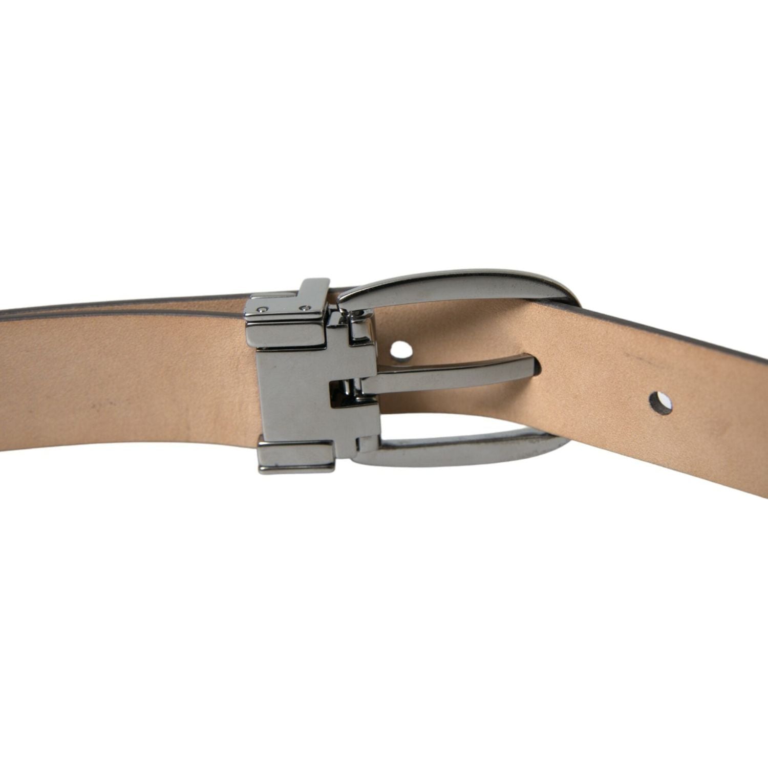 Dolce & Gabbana Dark Brown Leather Silver Metal Buckle Belt