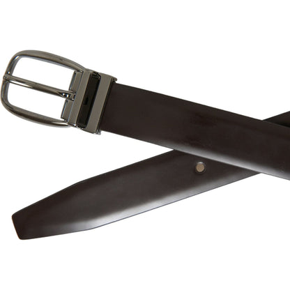 Dolce & Gabbana Dark Brown Leather Silver Metal Buckle Belt