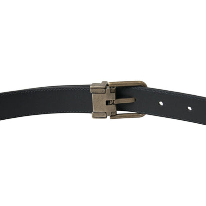 Dolce & Gabbana Black Suede Leather Gold Metal Buckle Belt