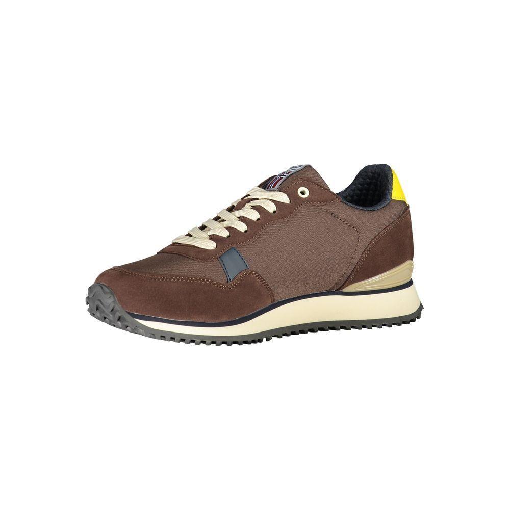 Napapijri Chic Brown Lace-up Sneakers with Contrast Detail Napapijri