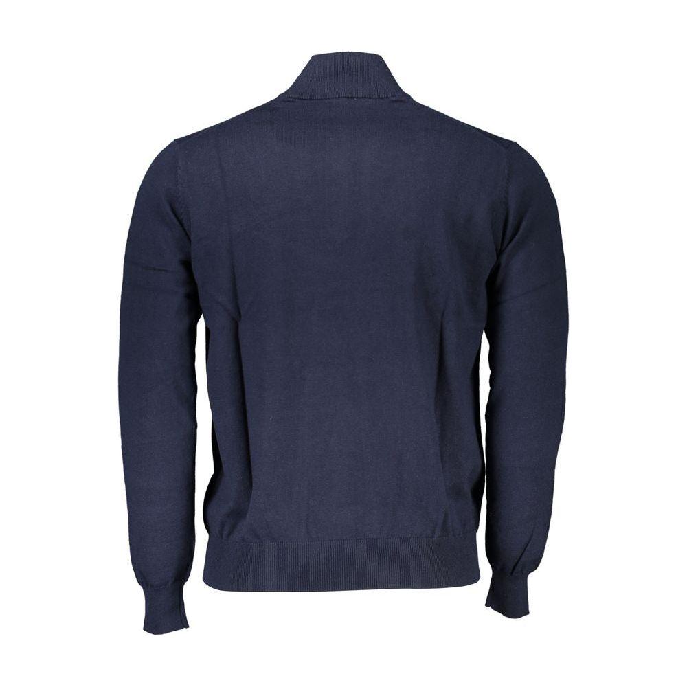 Harmont & Blaine Chic Half-Zip Blue Sweater with Embroidery Detail Harmont & Blaine