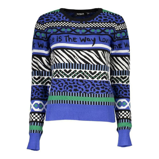 Desigual Elegant Crew Neck Sweater with Contrast Details Desigual