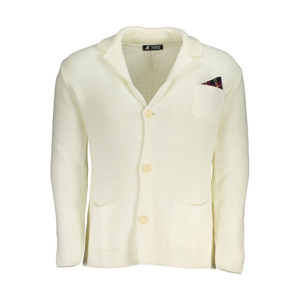 U.S. Grand Polo Elegant White Cardigan With Logo Detail U.S. Grand Polo