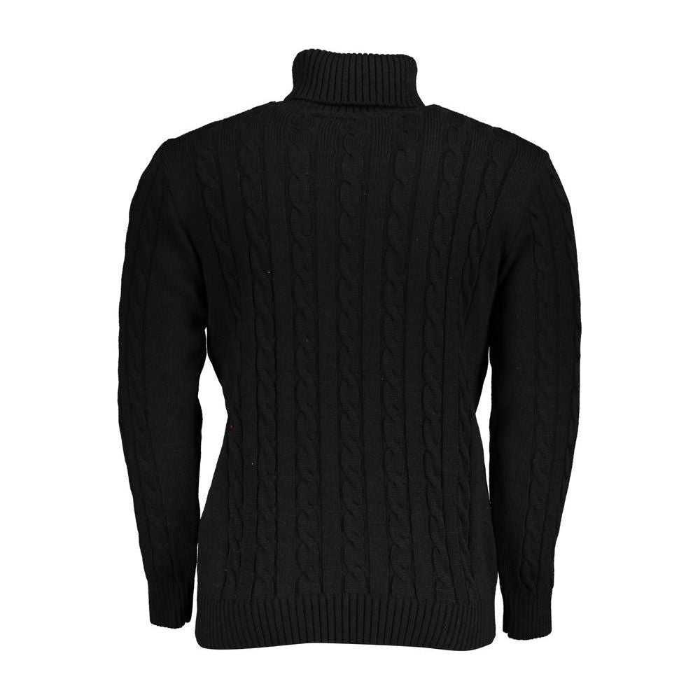 U.S. Grand Polo Elegant Black Turtleneck Twisted Sweater