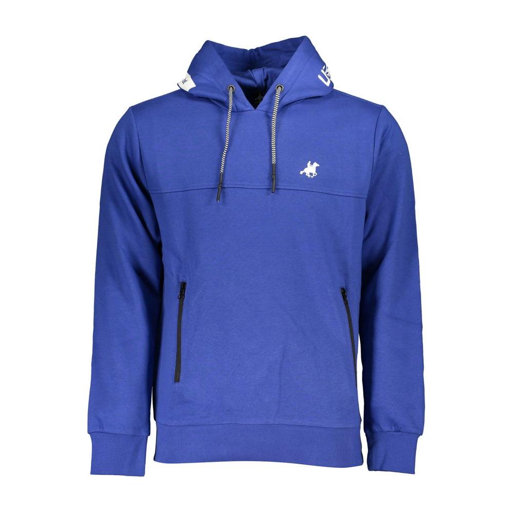 U.S. Grand Polo Chic Blue Hooded Fleece Sweatshirt with Logo Detail U.S. Grand Polo