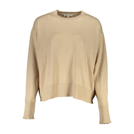 Patrizia Pepe Chic Beige Crew Neck Sweater with Contrast Details Patrizia Pepe