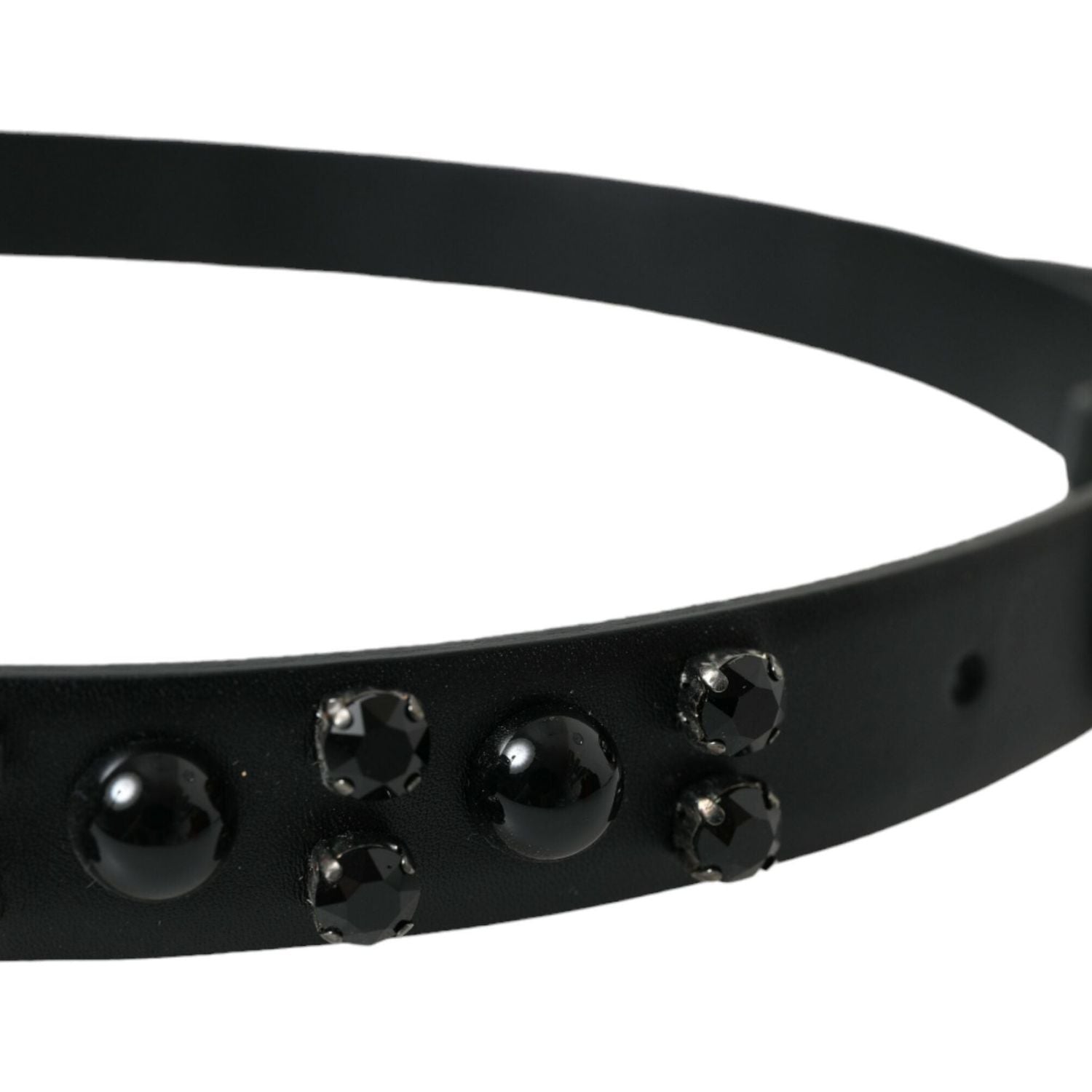 Dolce & Gabbana Black Embellished Leather Engraved Buckle Belt