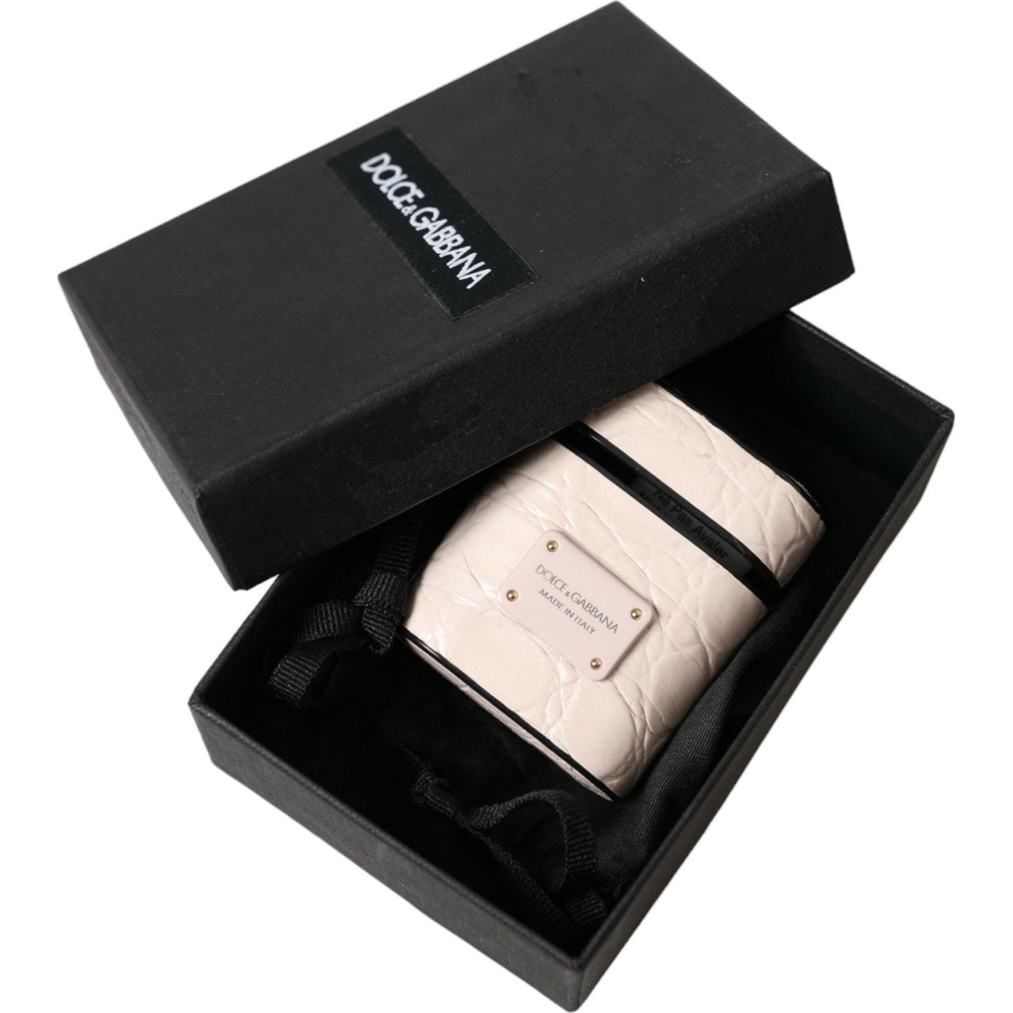 Dolce & Gabbana Elegant Light Pink Leather Airpod Case Dolce & Gabbana