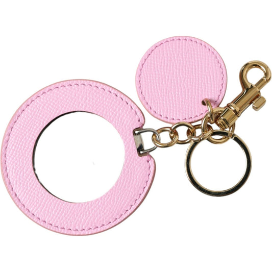 Dolce & Gabbana Elegant Pink Gold Leather Keychain Dolce & Gabbana