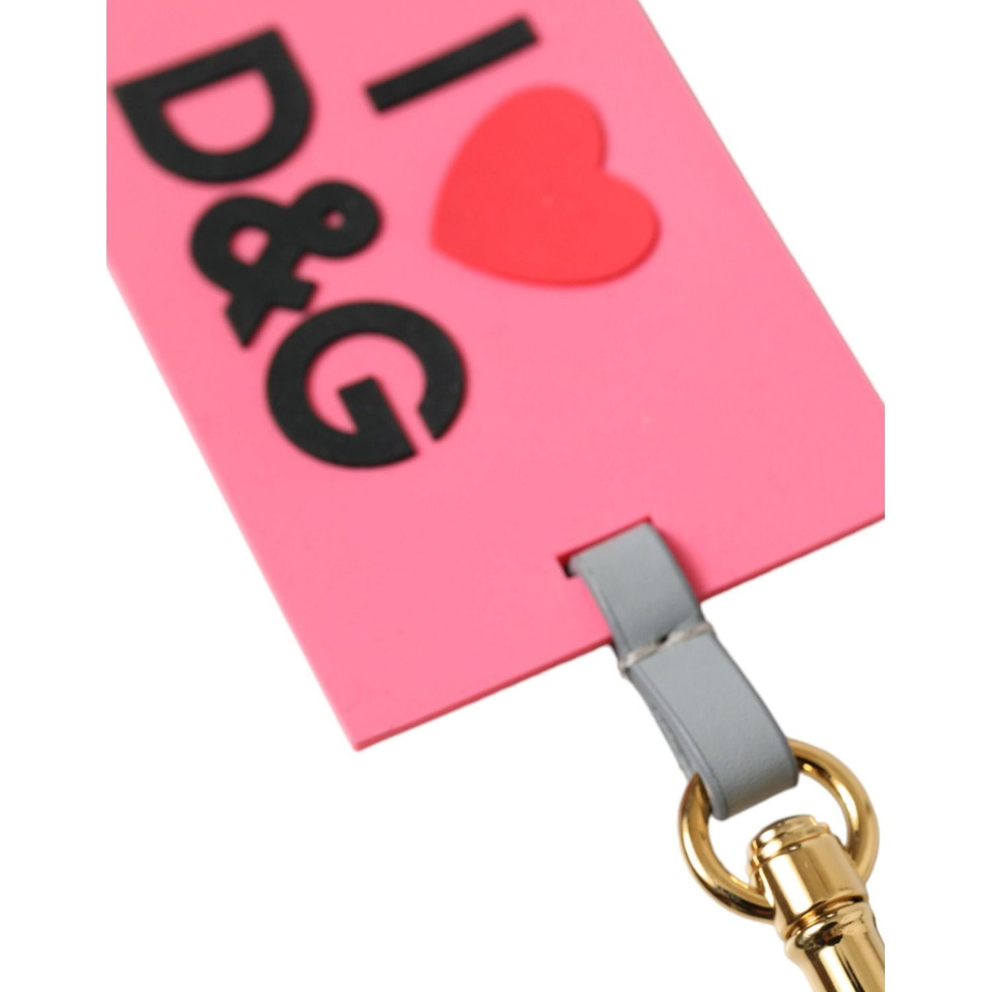 Dolce & Gabbana Pink Silicone DG Logo Gold Brass Keychain