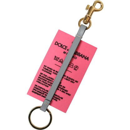 Dolce & Gabbana Pink Silicone DG Logo Gold Brass Keychain