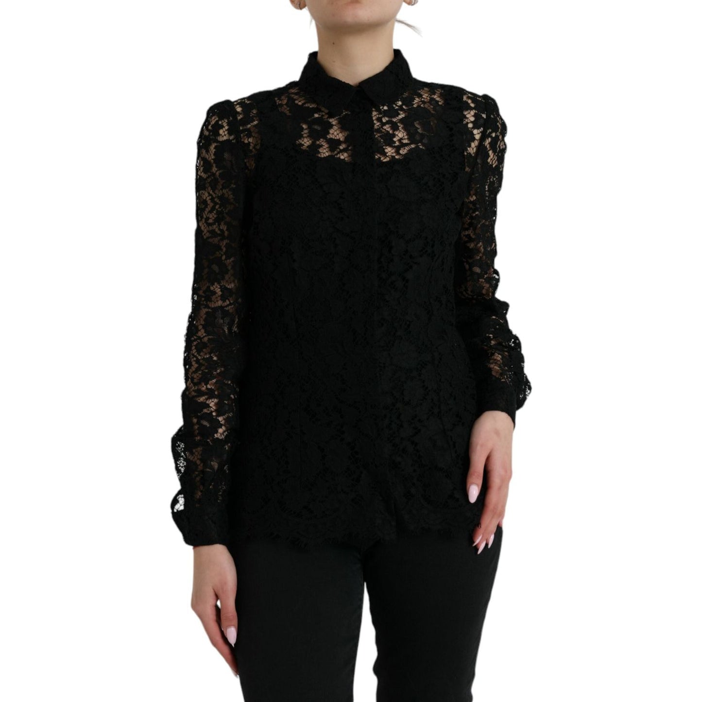 Dolce & Gabbana Elegant Floral Lace Blouse Top Dolce & Gabbana