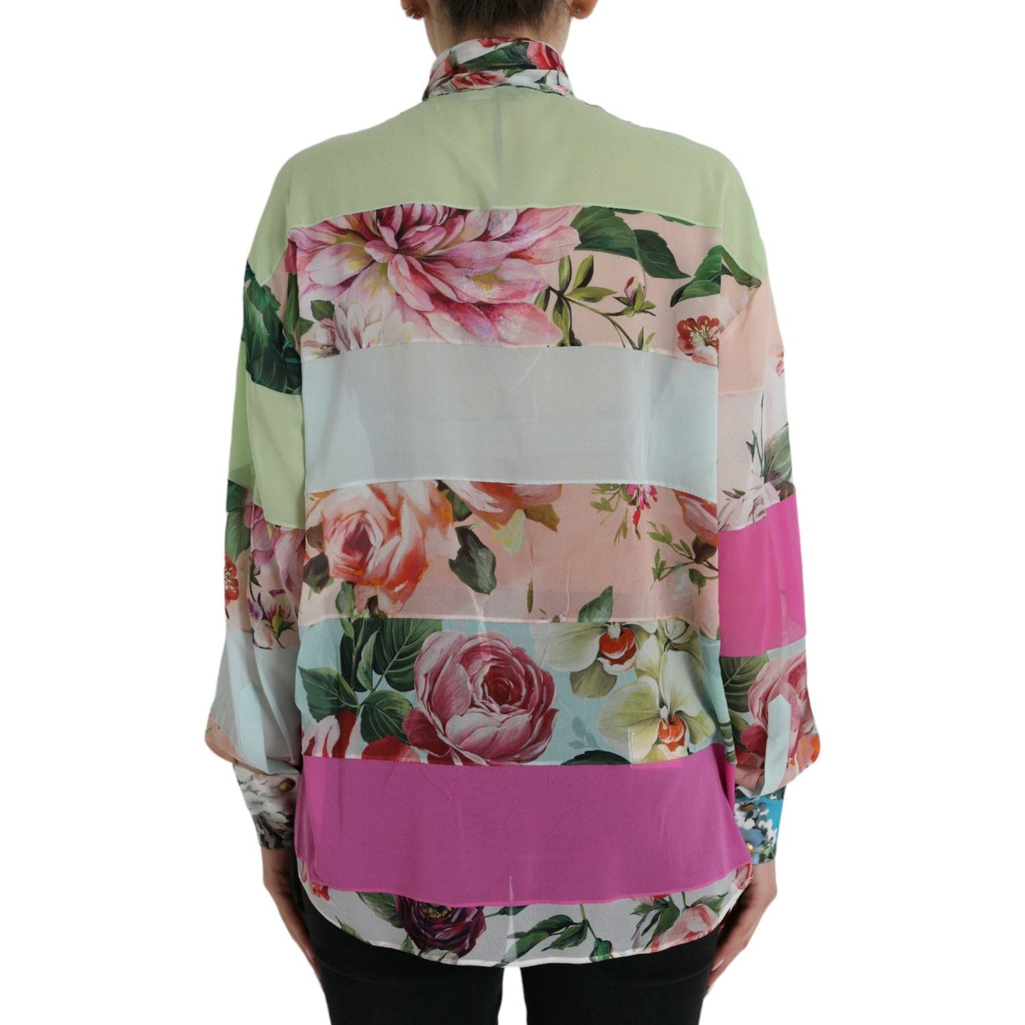 Dolce & Gabbana Elegant Multicolor Silk Blend Long Sleeve Top Dolce & Gabbana