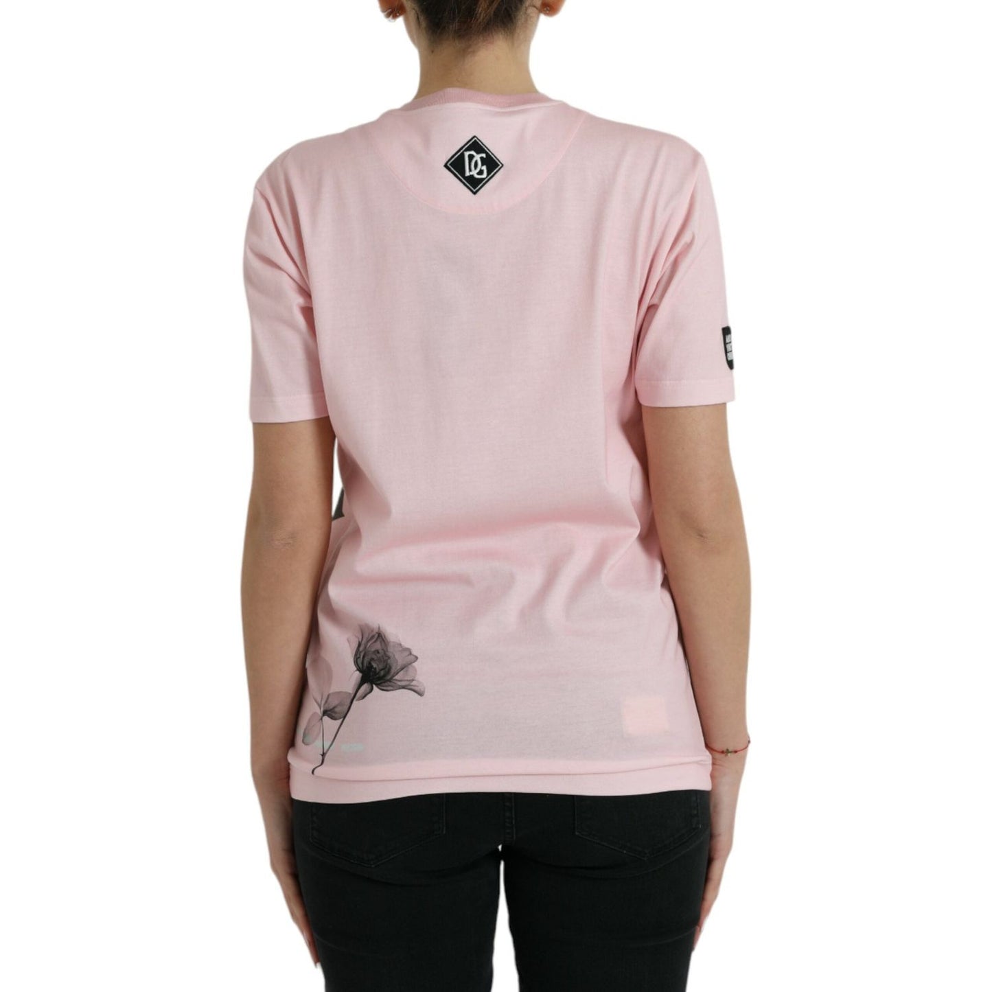 Dolce & Gabbana Chic Pink Floral Cotton Tee Dolce & Gabbana Gray