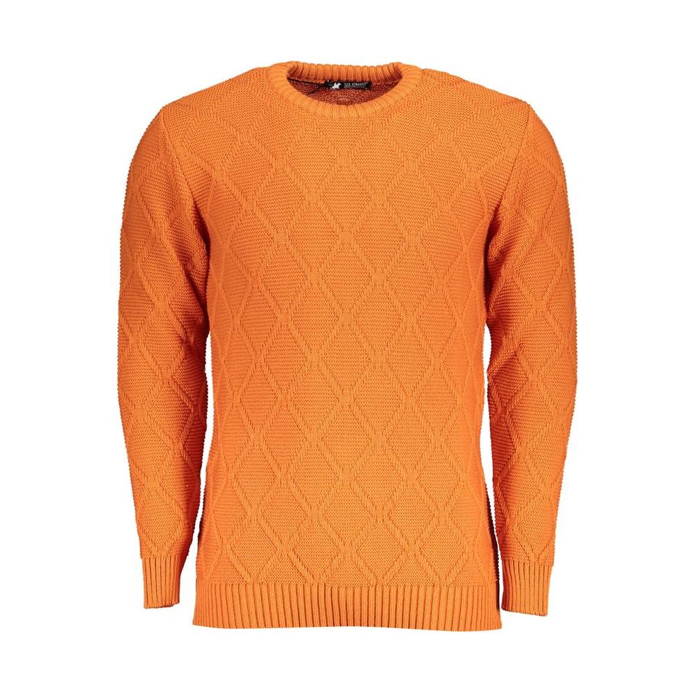 U.S. Grand Polo Orange Diamond Pattern Crew Neck Sweater U.S. Grand Polo