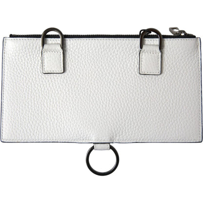 Dolce & Gabbana White Calfskin Leather Large Crossbody Card Holder Wallet