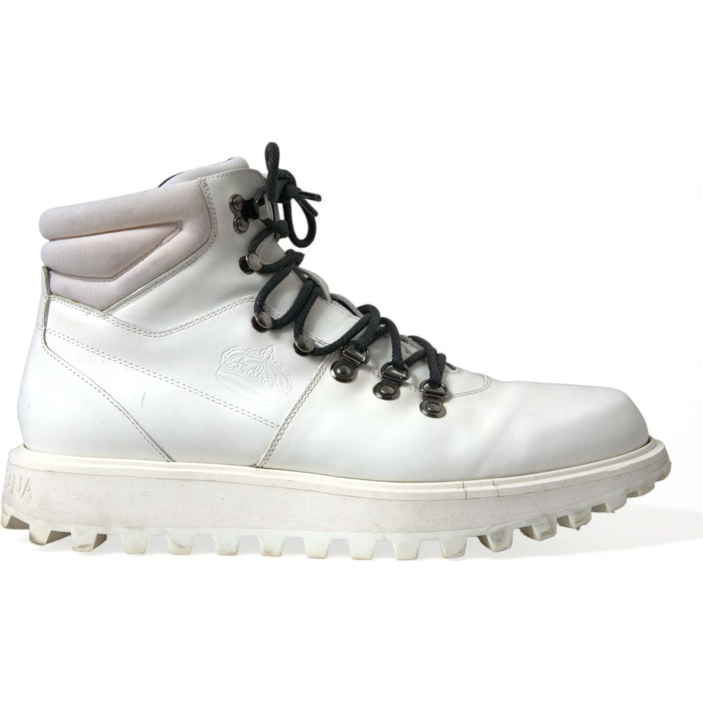 Dolce & Gabbana White Vulcano Trekking Ankle Boots Shoes