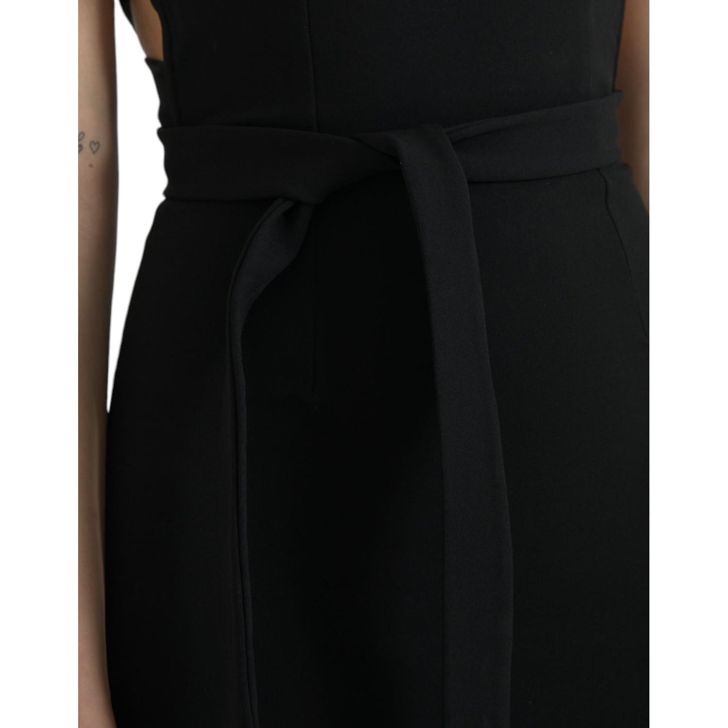 Dolce & Gabbana Elegant Black Sheath Halter Midi Dress Dolce & Gabbana