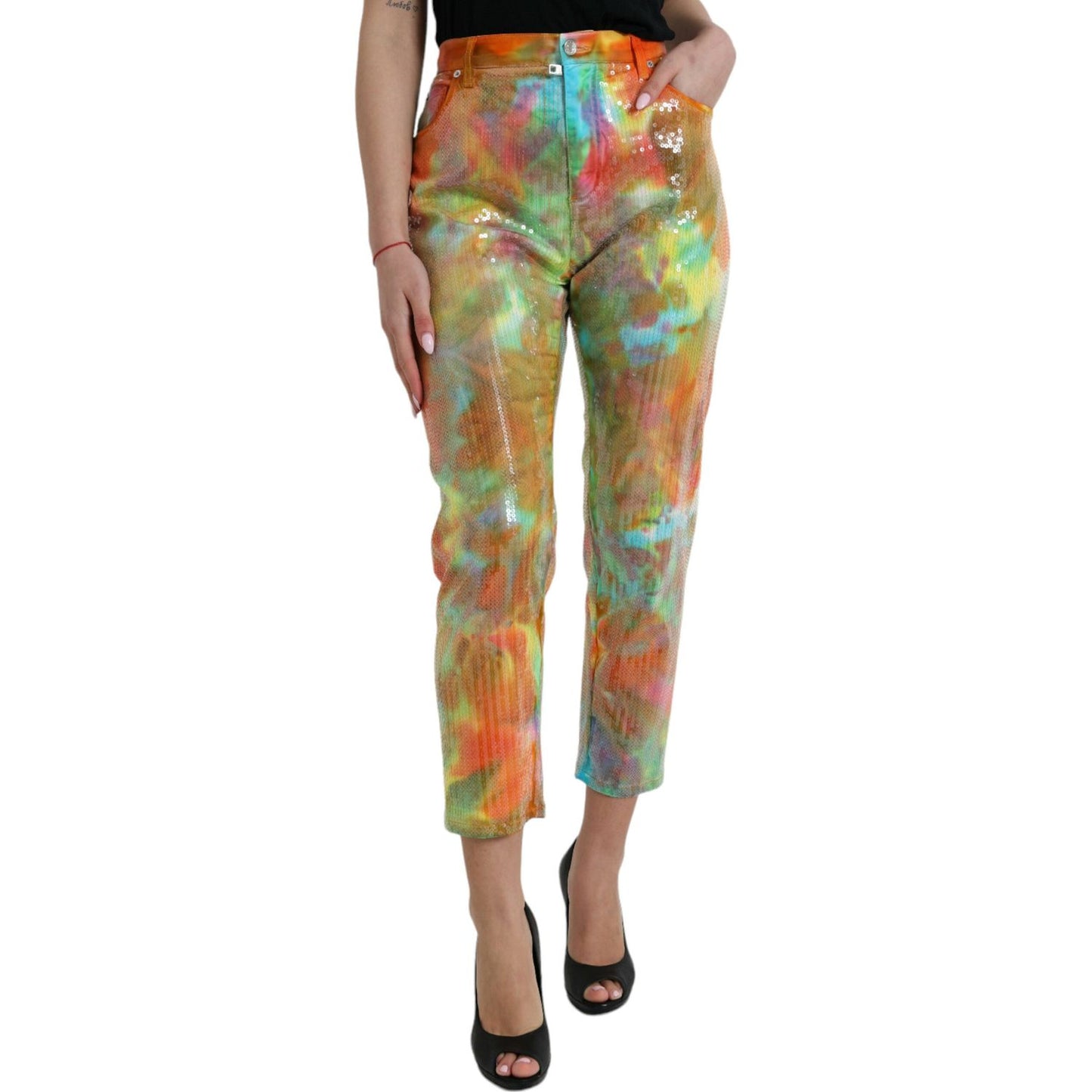 Dolce & Gabbana Multicolor High Waist Cropped Pants Dolce & Gabbana