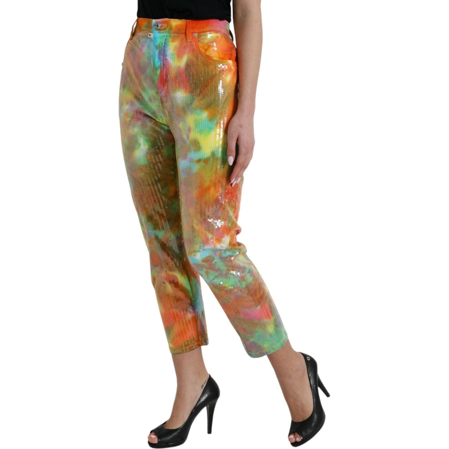 Dolce & Gabbana Multicolor High Waist Cropped Pants Dolce & Gabbana