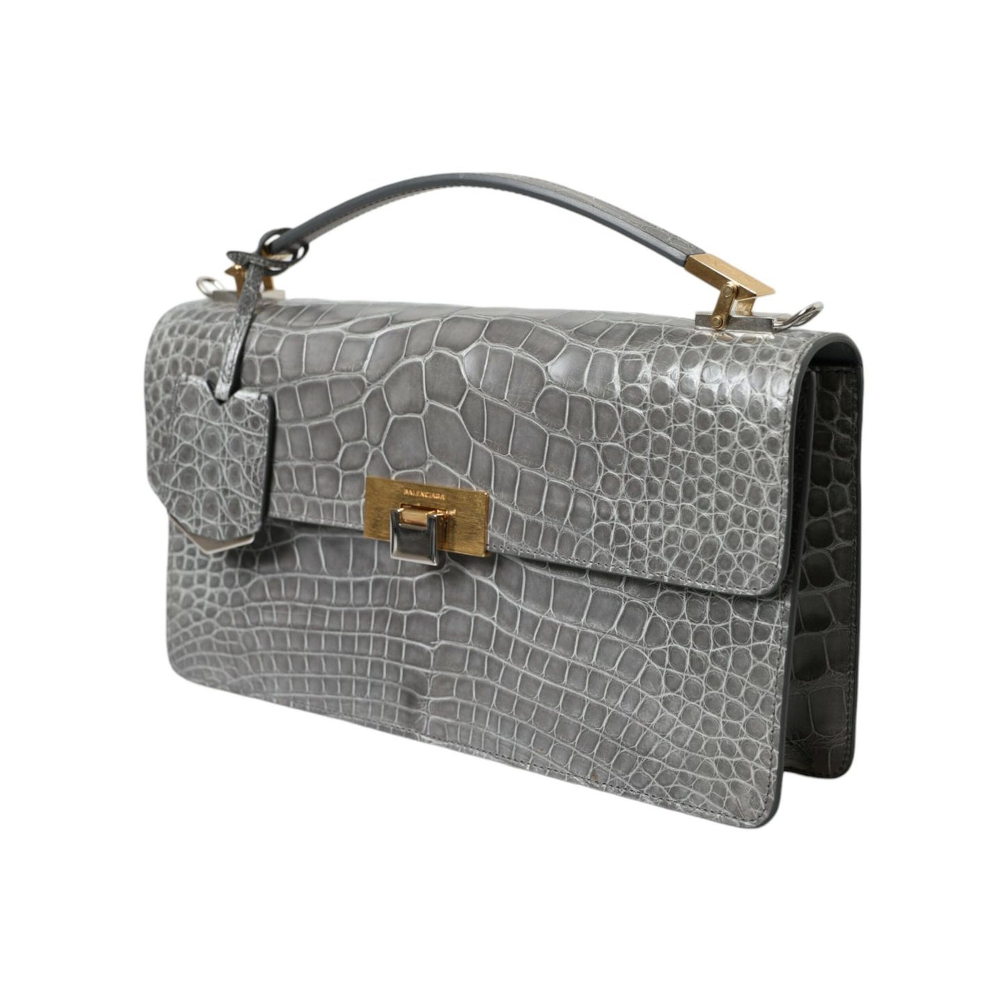 Balenciaga Gray Exotic Leather Medium Shoulder Hand Purse Bag