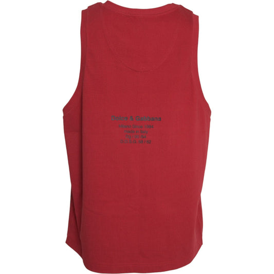 Dolce & Gabbana Red Leopard Print Sleeveless Tank T-shirt Dolce & Gabbana