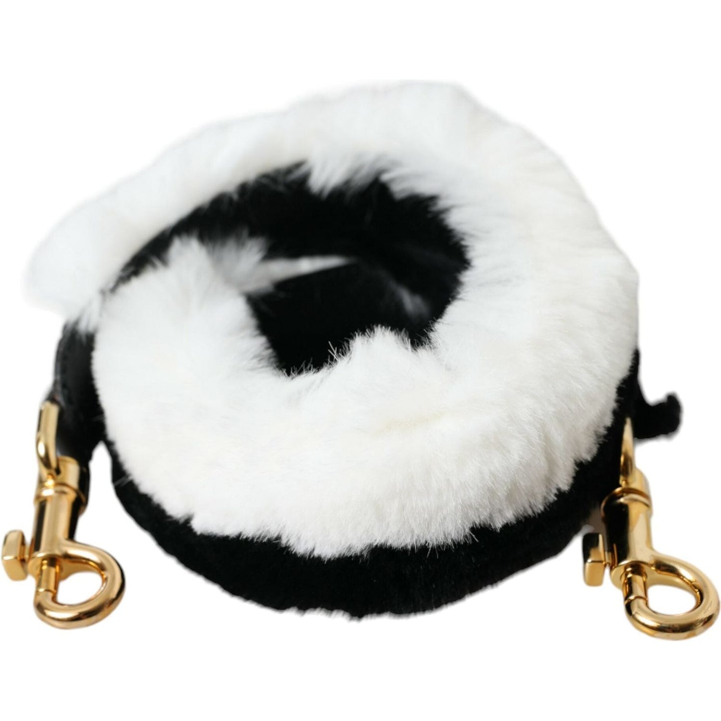 Dolce & Gabbana Black White Lapin Fur Accessory Shoulder Strap Dolce & Gabbana