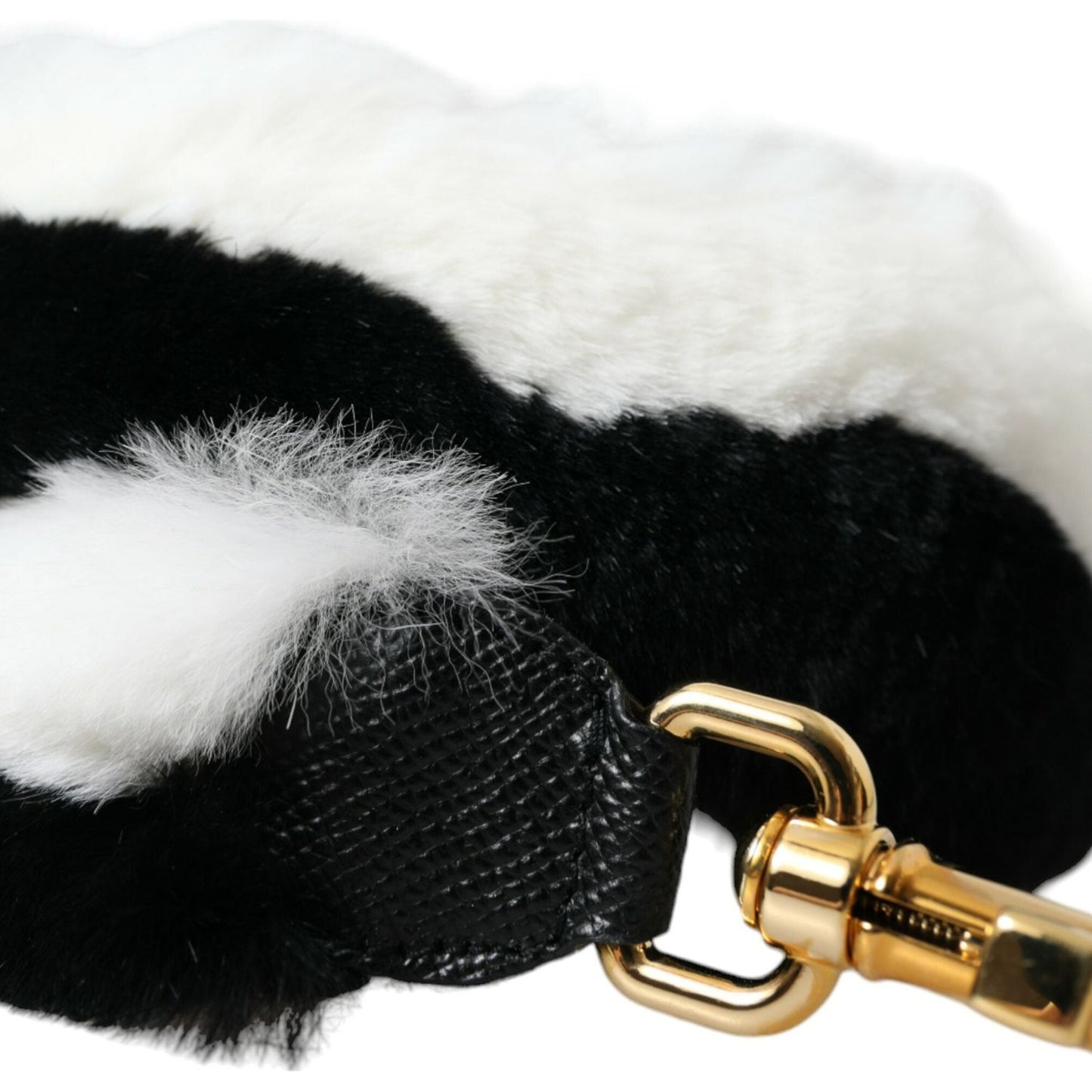 Dolce & Gabbana Black White Lapin Fur Accessory Shoulder Strap Dolce & Gabbana