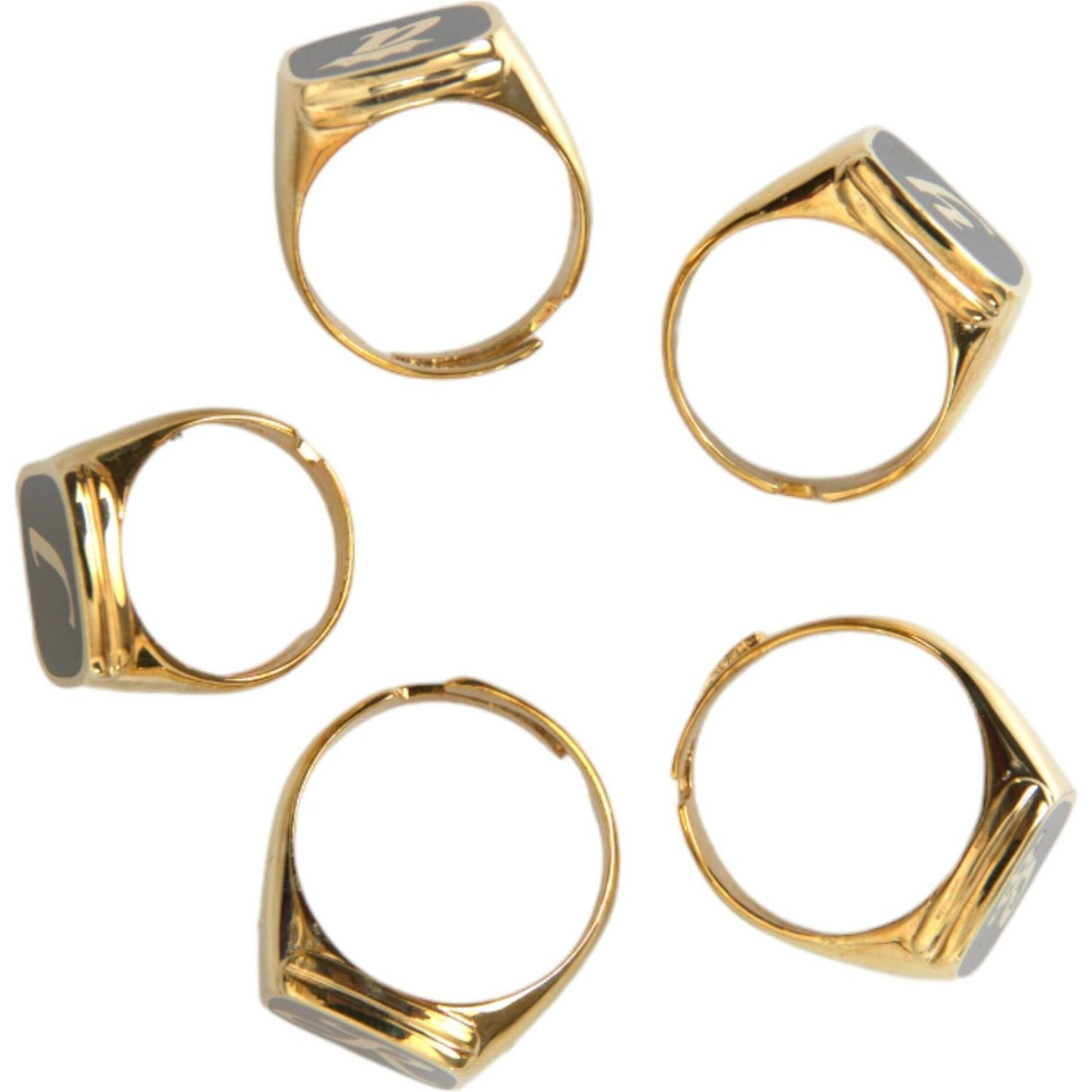 Dolce & Gabbana Gold Brass ROYAL Enamel Set of 5 Ring Dolce & Gabbana