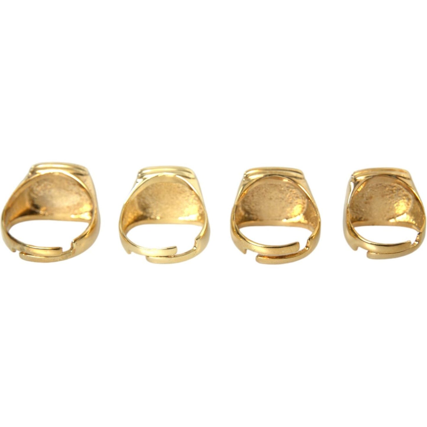 Dolce & Gabbana Gold Brass KING Enamel Set of 4 Ring