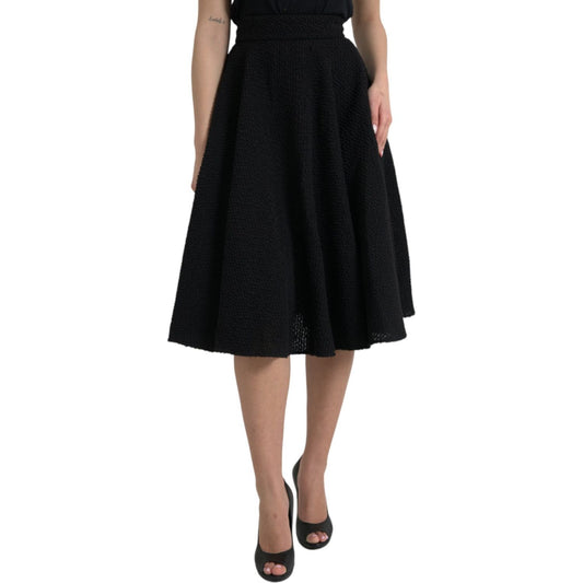 Dolce & Gabbana Black High Waist A-line Knee Length Skirt Dolce & Gabbana