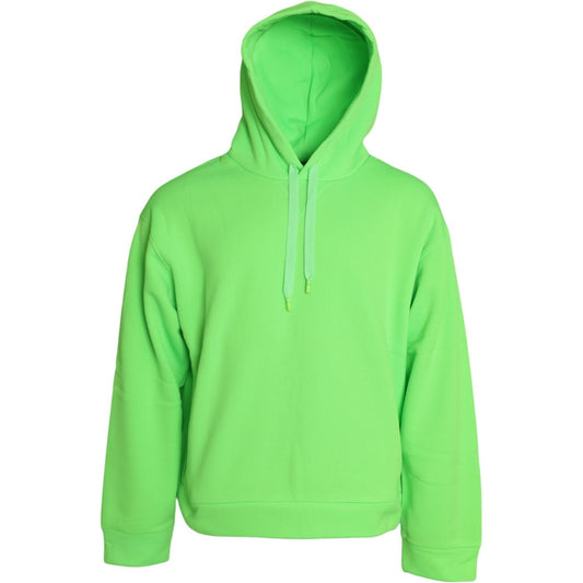 Dolce & Gabbana Neon Green Hooded Top Pullover Sweater Dolce & Gabbana