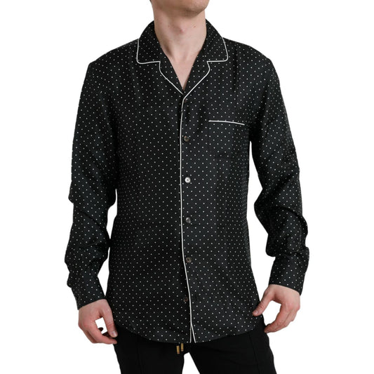 Dolce & Gabbana Black Polka Dot Silk Long Sleeve Shirt Dolce & Gabbana