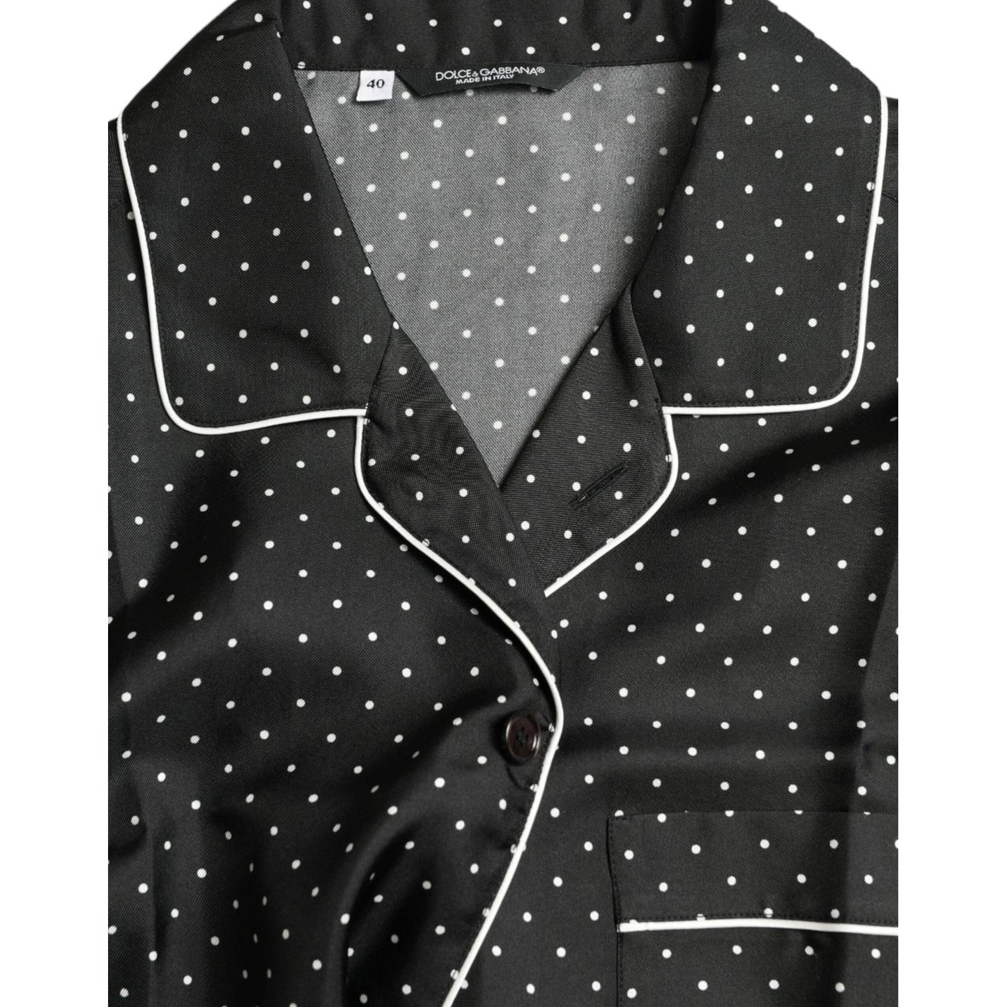 Dolce & Gabbana Black Polka Dot Silk Long Sleeve Shirt