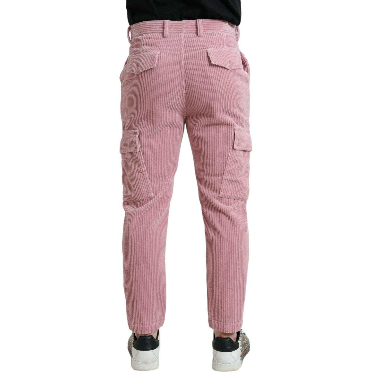 Dolce & Gabbana Pink Corduroy Cotton Stretch Skinny Cargo Jeans Dolce & Gabbana