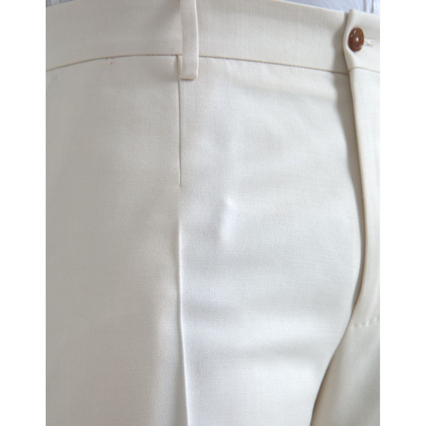 Dolce & Gabbana White Wool Wide Leg Mid Waist Pants Dolce & Gabbana