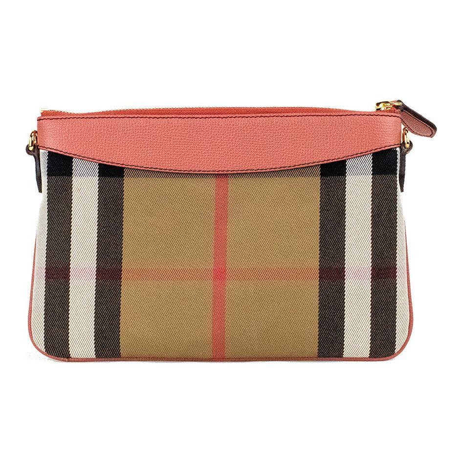 Burberry Peyton House Check Derby Cinnamon Red Grain Leather Pouch Crossbody Bag Burberry