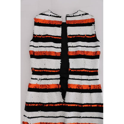 Dolce & Gabbana Multicolored Striped Sequined Stretch Dress