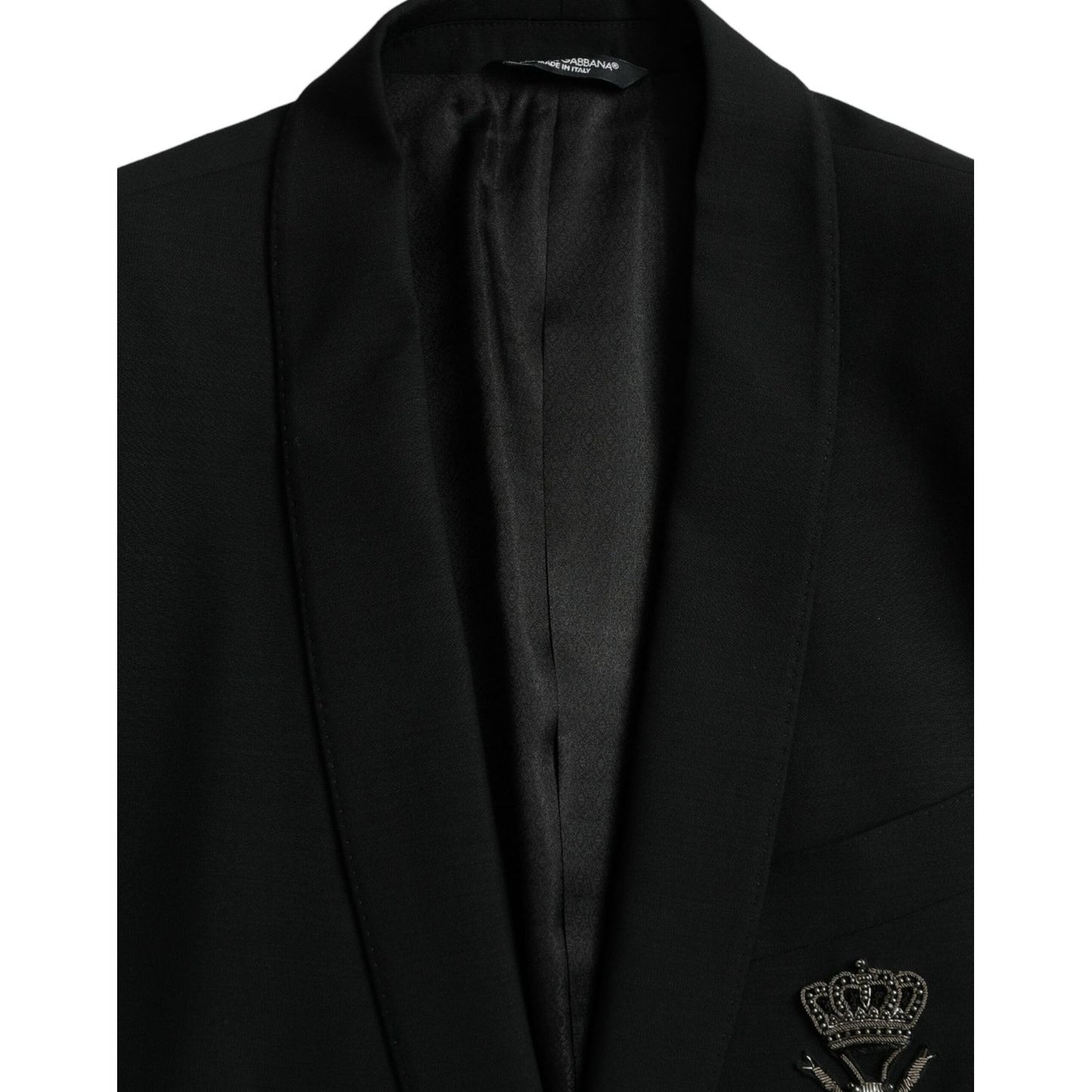 Dolce & Gabbana Black Crown Bee MARTINI Single Breasted Coat Blazer Dolce & Gabbana