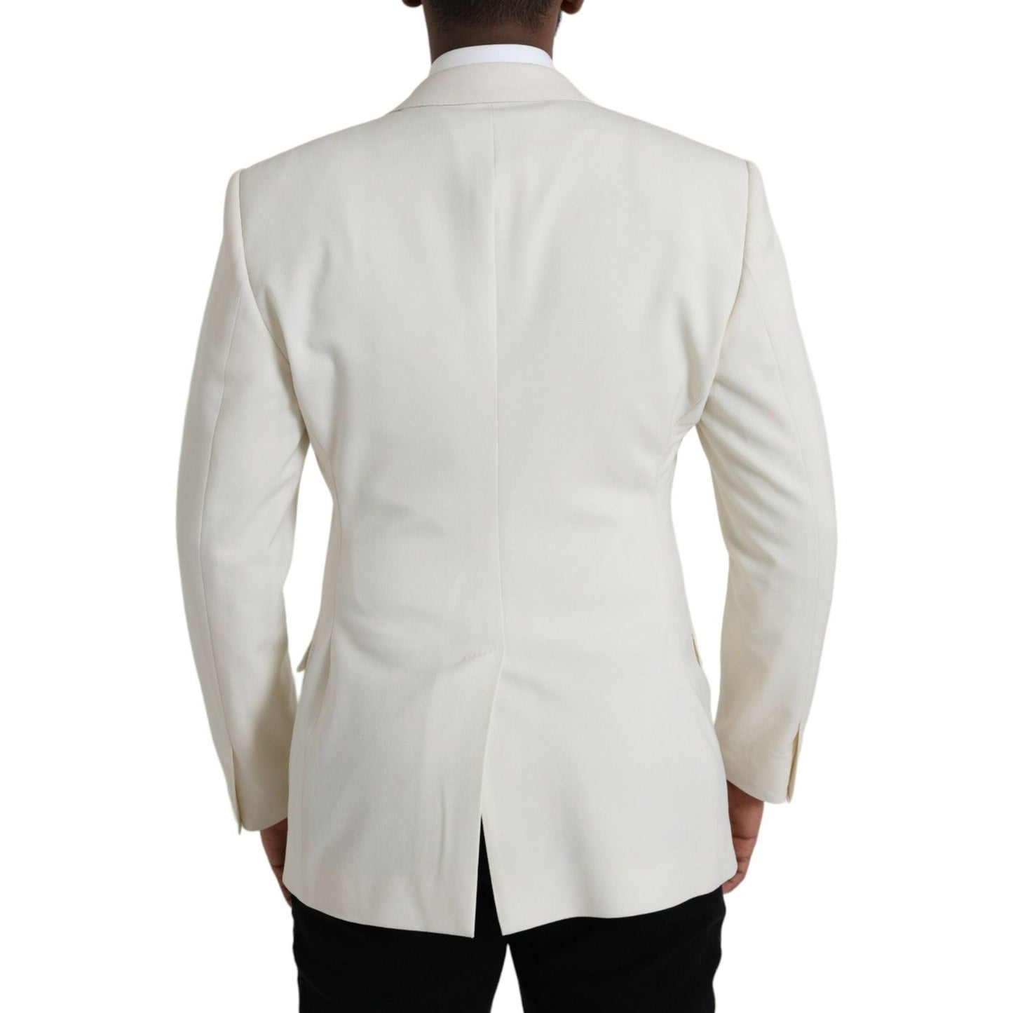 Dolce & Gabbana White Wool MARTINI Double Breasted Blazer Dolce & Gabbana